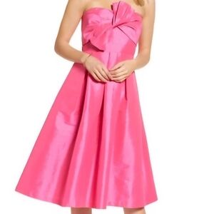 1901 Fuchsia Strapless Dress with Ruffle Accent